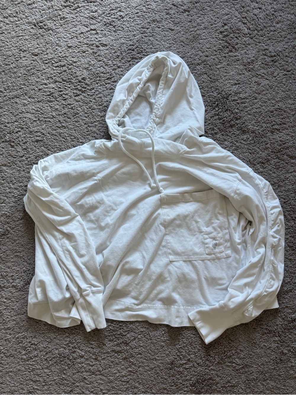 White Lightweight Hooded Long Sleeve Top